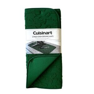 Cuisinart Kitchen Dish Drying Mats GREEN BOWS 18in x 24in Set of 2 New